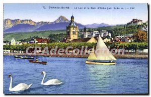 Old Postcard Evian Les Bains Lake And Dent D'Oche