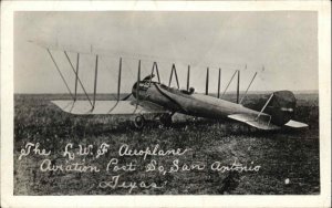 San Antonio TX LWF Aeroplane Airplane c1910 Real Photo Postcard