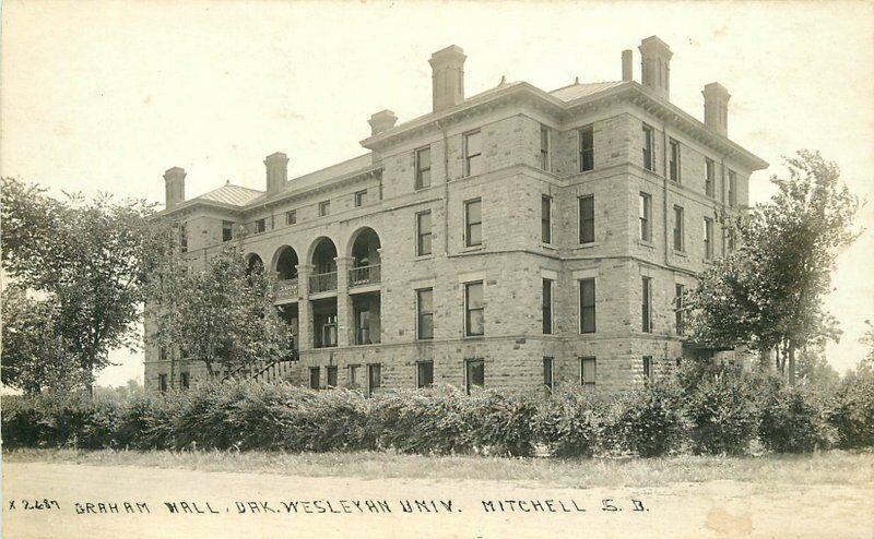 Braham Hall Wesley University 1920s RPPC Postcard Mitchell South Dakota 478
