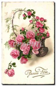 Old Postcard Bonne Fete Flowers