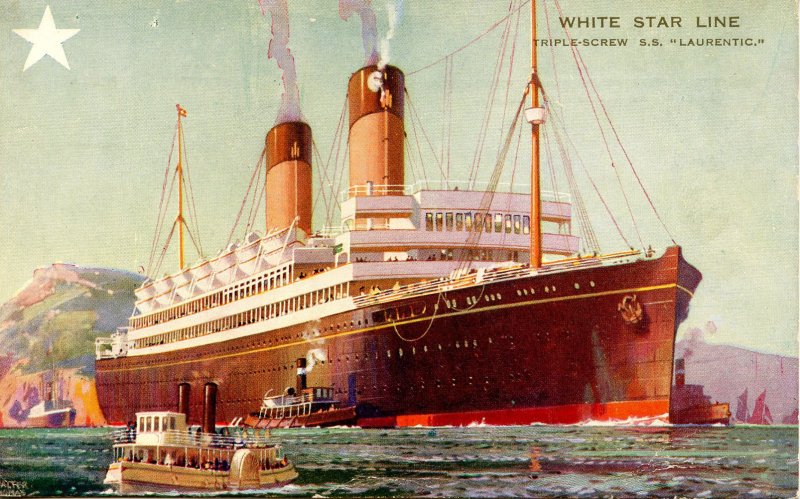 White Star Line - SS Laurentic. Artist: Walter Thomas