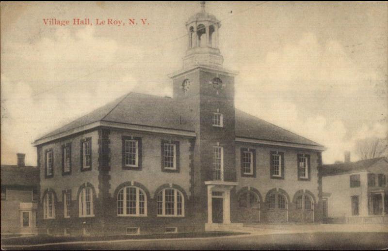 Le Roy LeRoy NY Village Hall Fire Station c1910 Postcard