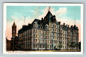 Boston MA-Massachusetts, Hotel Vendome, Foil Windows, Vintage Postcard