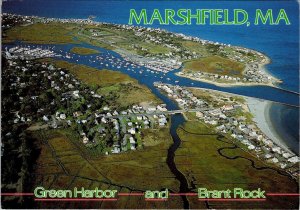 Marshfield, MA Massachusetts GREEN HARBOR & BRANT ROCK Homes~Marina 4X6 Postcard