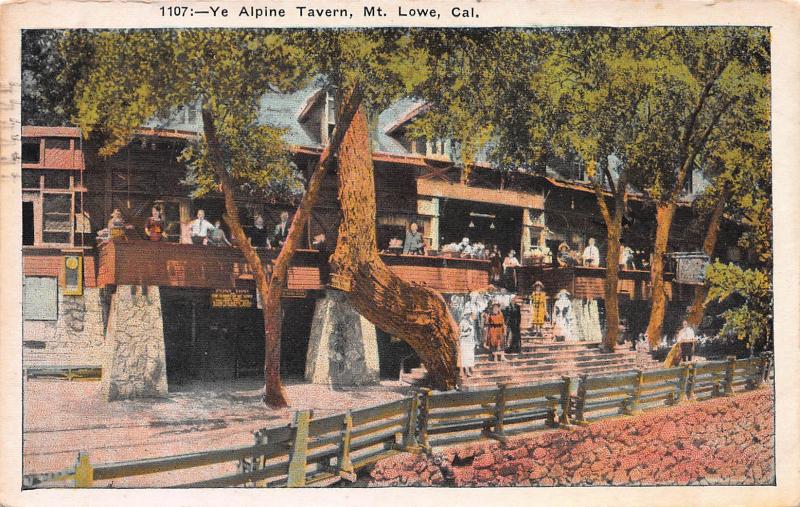 Ye Alpine Tavern, Mt. Lowe, California, Early Postcard, Used in 1925