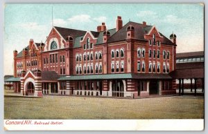 Postcard Litho Train Railroad Station - Concord New Hampshire - Unposted