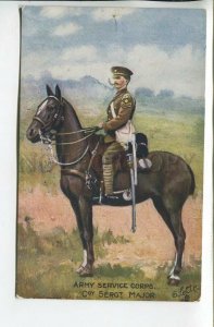 461955 ARMY SERVICE CORPS COY SERGT MAJOR Horse Vintage postcard TUCK #9167