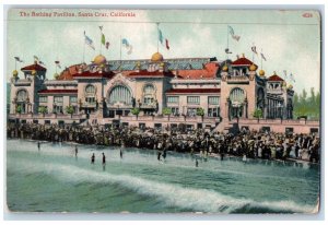 1908 The Bathing Pavilion Santa Cruz California CA, Beach Crowded Postcard 