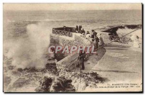 Old Postcard The pier Biarritz the rock of the Virgin