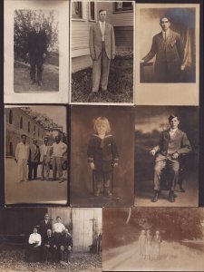 Lot of 8 RPPC Real Photo Postcard - Family Photo - Young Sailor Child - Solo Man