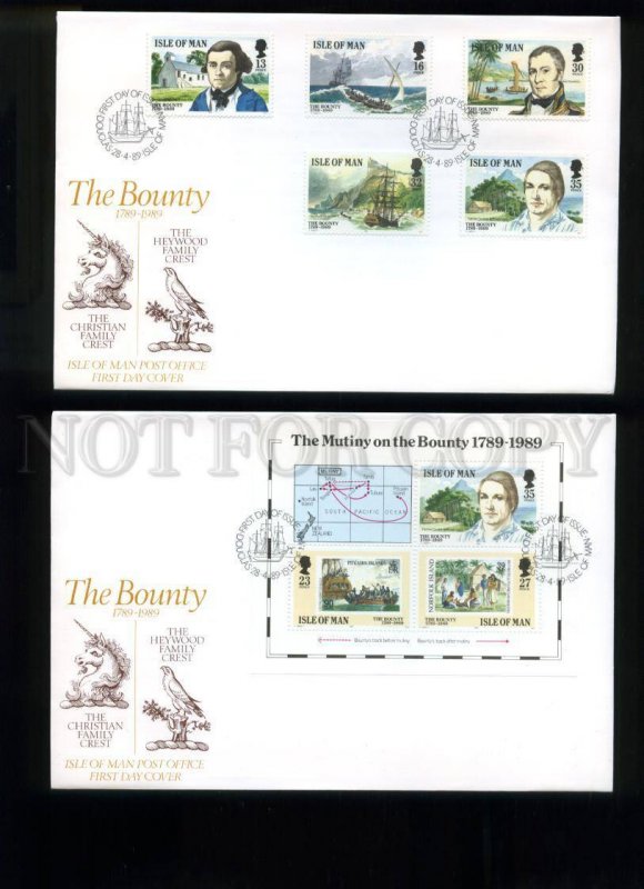 161399 ISLE OF MAN 1989 BOUNTY Ships FDC 2 covers 