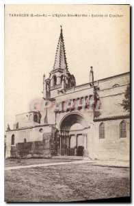 Old Postcard Tarascon B R Church Ste Marthe Entree and Steeple