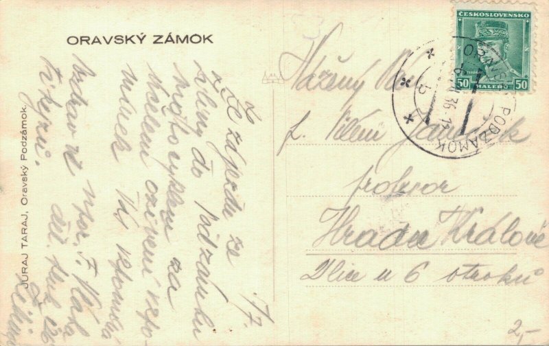 Slovakia Oravský hrad Orava Castle Oravský Podzámok Vintage RPPC 07.51