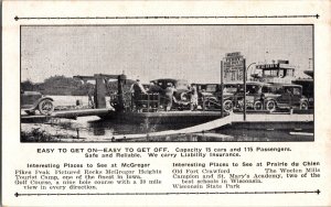 Rob Roy Ferry Schedule and Rates Advertising McGregor IA Vintage Postcard H45
