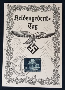 GERMAN EMPIRE 3rd THIRD REICH PROPAGANDA - POSTAL CARD HEROS MEMORIAL DAY 1942