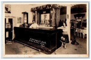 c1920's Carmen's Bar Lippe's Studio Villa Acuna Mexico RPPC Photo Postcard 