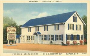 1930s Ravena New York Freeses Restaurant Chicken Steak Fountain Service Postcard