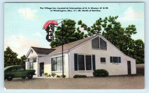 WASHINGTON, Mississippi MS ~ Roadside VILLAGE INN CAFE ca 1940s Linen Postcard