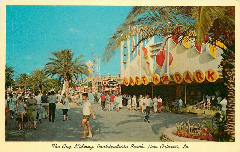 Gay Midway Pontchartrain Beach New Orleans Louisiana 1950s Postcard Teich 2295