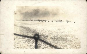 Kiel? Battleships Boats Ships Kaiser Wilhelm Canal Eisgang Real Photo Postcard