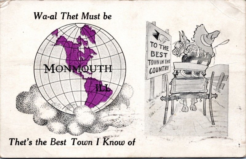 Postcard Comic Hillbilly IL Monmouth Wa-al Thet Must Be Thet's the Best Town