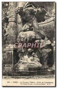 Paris Postcard Old Fountain medicis Luxembourg Gardens