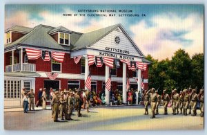 1940 Gettysburg Pennsylvania Postcard National Museum Home Electrical Map Linen