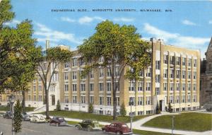 Milwaukee WI~Marquette University Engineering Bldg~40s Cars on W Wisconsin Ave