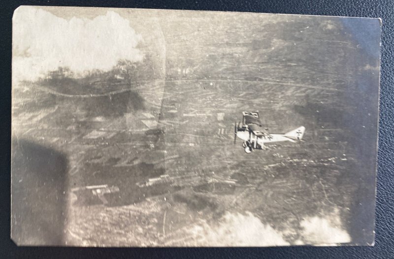 Mint Germany RPPC Postcard 1916 Marine Air Crops Airplane Flying Over Verdun WWI