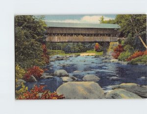 Postcard Old Covered Bridge In The White Mountains, Jackson, New Hampshire