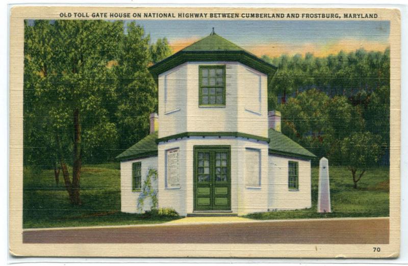 Old Toll Gate House National Highway Cumberland Frostburg Maryland 1942 postcard