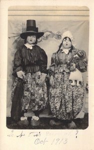 c.'13, Halloween Costumed Kids, Dressed as Dutch Children with Doll,Old Postcard