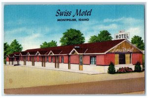 Montpelier Idaho ID Postcard Swiss Motel Exterior Roadside Signage Scene 1957