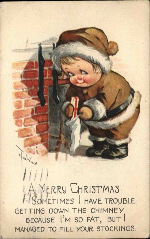 Charles Twelvetrees Christmas Little Boy Santa Claus Yelolow Suit c1915 Postcard