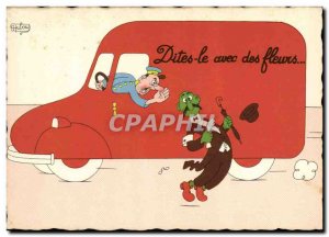 Postcard Modern Humor Say it with flowers Truck