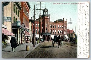 Norwalk  Connecticut  Railroad Place  Horse & Buggy  Postcard