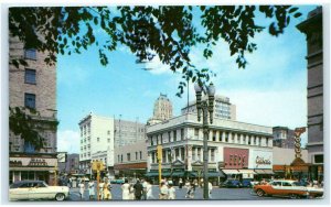 EL PASO, TX Texas ~ Street Scene MILLS & MESA ~ Leed's, Vogue 1958 Cars Postcard