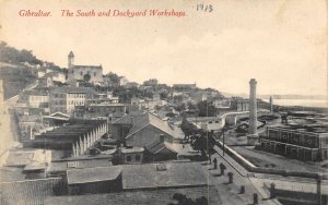 The South & Dockyard Workshops Gibraltar 1910c postcard