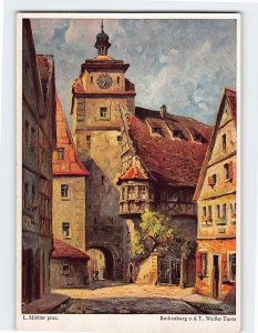 Postcard Weißer Turm, Rothenburg ob der Tauber, Germany