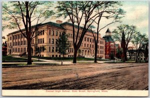 Central High School State Street Springfield Massachusetts MA Roadway Postcard