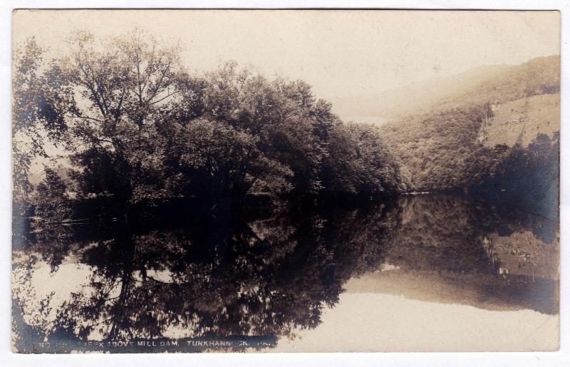 Tunkhannock PA 1907 RPPC Creek Above Mill Dam Wyoming RARE REAL PHOTO Postcard