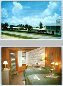 2 Postcards HOMESTEAD, Florida FL ~ Roadside WHITE HERON LODGE Motel c1960s
