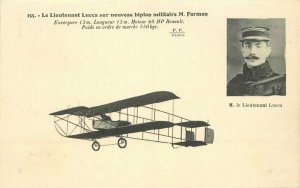 c1912 Lucca Farman Military Early Aviation Aircraft 60HP Renault Engine Postcard