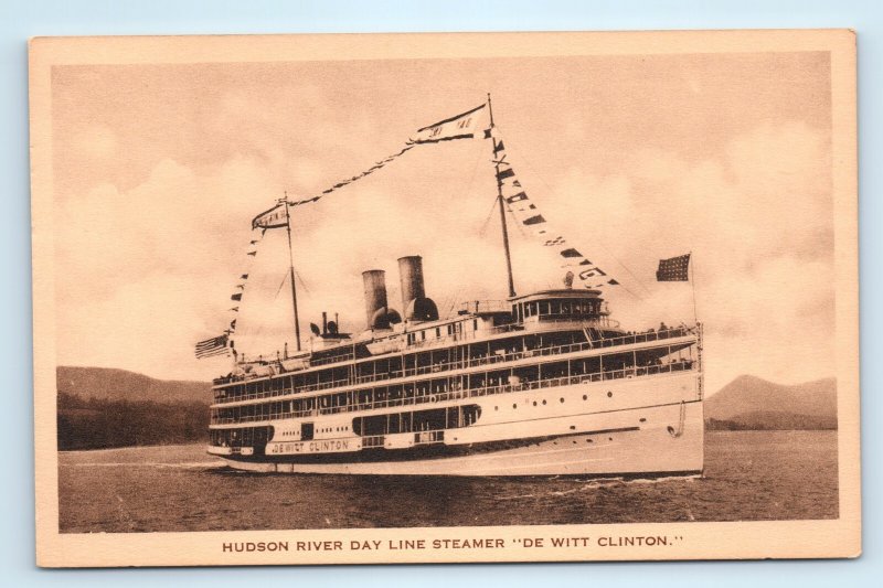 Steamer Ship De Witt Clinton Hudson River Day Line Postcard
