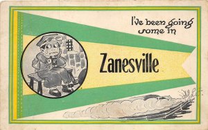 Zanesville Ohio 1913 Postcard Pennant Driver In Jail I've Been Going