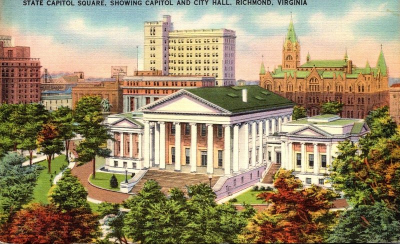 Virginia Richmond State Capitol Square Showing Capitol and City Hall