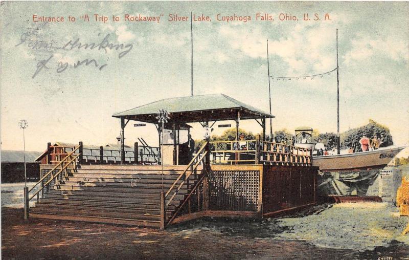 B4/ Cuyahoga Falls Silver Lake Ohio Postcard 1908 Sea-On-Land Rockaway Ride 2