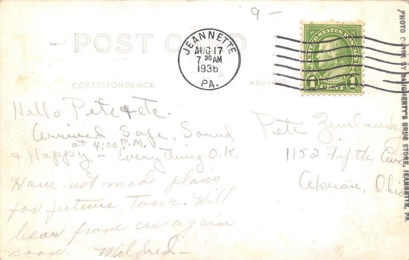 Jeannette Pennsylvania~US Post Office~Mailbox~1936 Real Photo Postcard~RPPC 