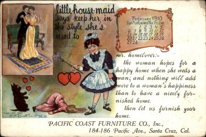 Santa Cruz CA RFOutcault Buster Brown Mary Jane Maid Valentine Vintage Postcard