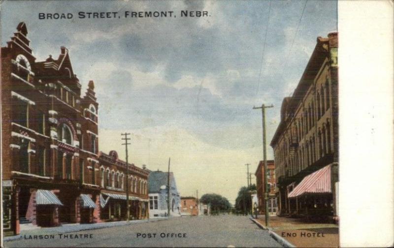 Fremont NE Broad St. c1910 Postcard 